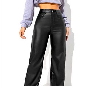 Fake black leather pants